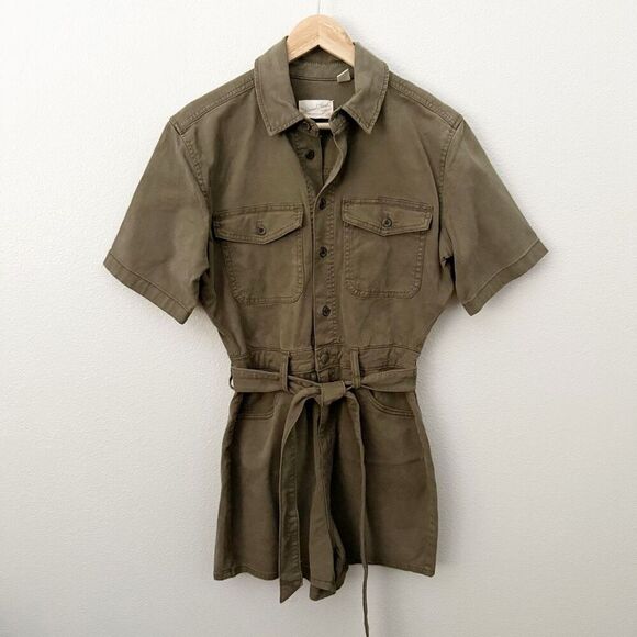 UNIVERSAL THREAD | Romper Utility Style Short Sleeve Army Olive Green | Small - Picture 3 of 8